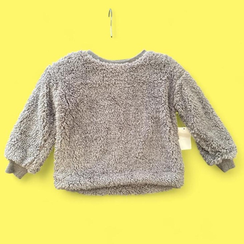 Hudson's Gray Sherpa Pullover Toddler Size 4 Cozy Fleece Sweatshirt